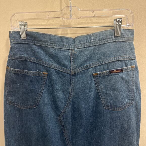 VTG 70s Landlubber Denim Maxi Skirt High Waist Cottage Hippie Retro Boho Medium - Picture 8 of 11
